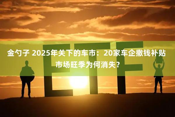 金勺子 2025年关下的车市：20家车企撒钱补贴 市场旺季为何消失？