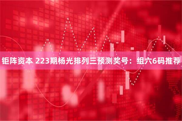 钜阵资本 223期杨光排列三预测奖号：组六6码推荐